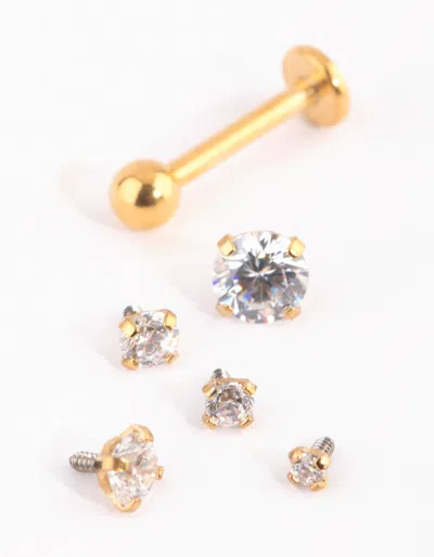 Lovisa Gold Surgical Steel Graduated Stone Flat Back 6-pack