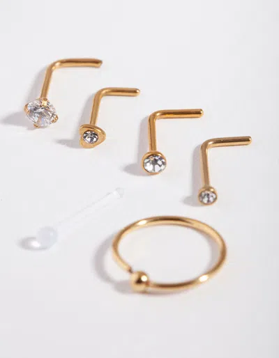 Lovisa Gold Surgical Steel Mixed Diamante 6-pack Nose Studs