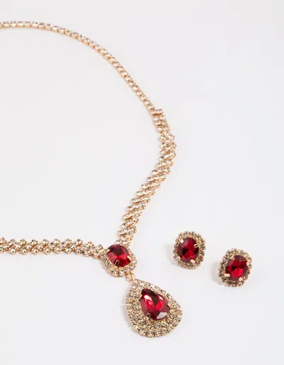 Lovisa Gold Teardrop Surrounded Earrings & Necklace Set
