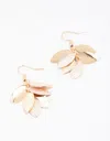 Lovisa Gold Textured Leaf Drop Earrings In Multi