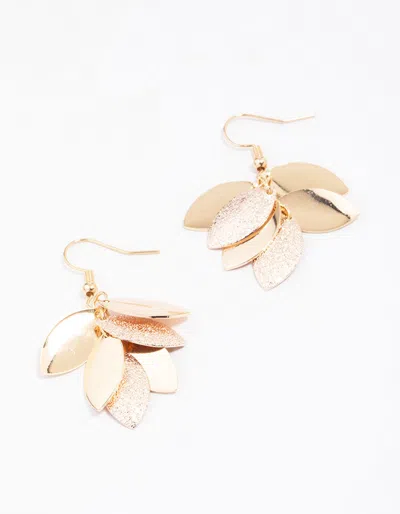 Lovisa Gold Textured Leaf Drop Earrings In Multi