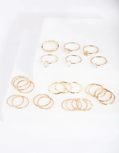 Lovisa Gold Textured Synthetic Opal Ring 24 Pack In Multi