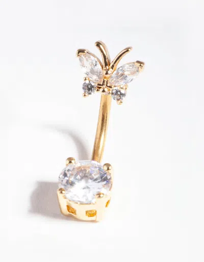 Lovisa Gold Titanium Cubic Zirconia Butterfly Belly Bar