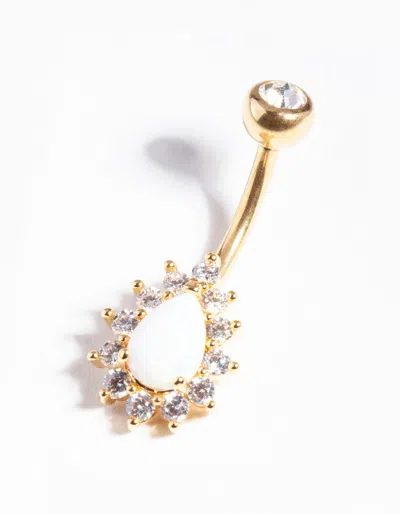 Lovisa Gold Titanium Opal Diamante Belly Bar