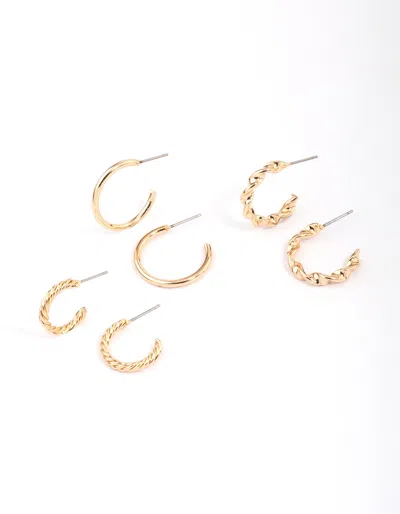 Lovisa Gold Twisted & Polished Hoop Earring 3-pack