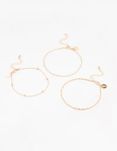 Lovisa Gold Twisted Cupchain Anklets 3-pack