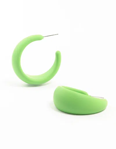 Lovisa Green Coated Pointed Wide Hoop Earrings