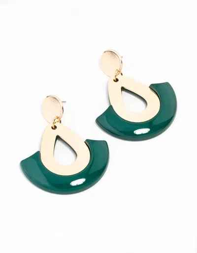 Lovisa Green Gold Acrylic Disc And Lantern Drop Earrings