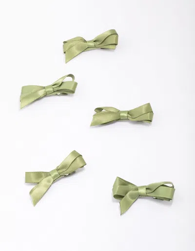 Lovisa Green Mini Satin Hair Bow Clips 5-pack