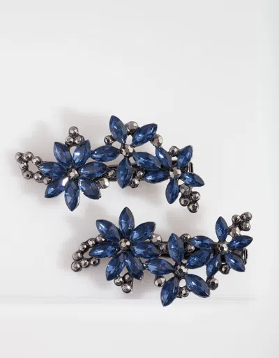 Lovisa Gunmetal Mixed Crystal Floral Hair Clip In Multi
