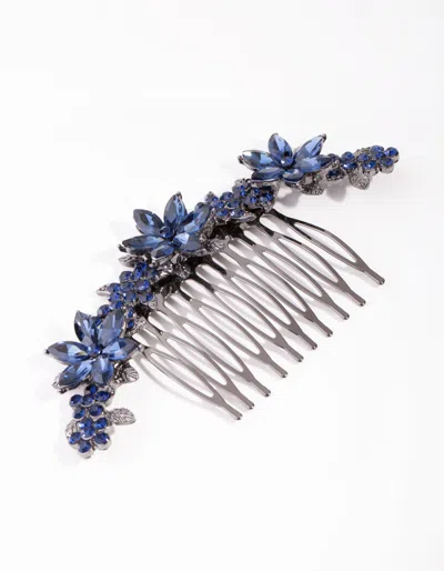 Lovisa Gunmetal Simple Diamante Flower Comb In Multi