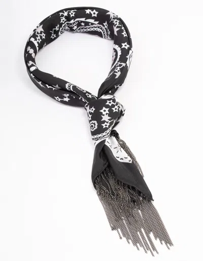 Lovisa Gunmetal Star Western Fringe Scarf In Black