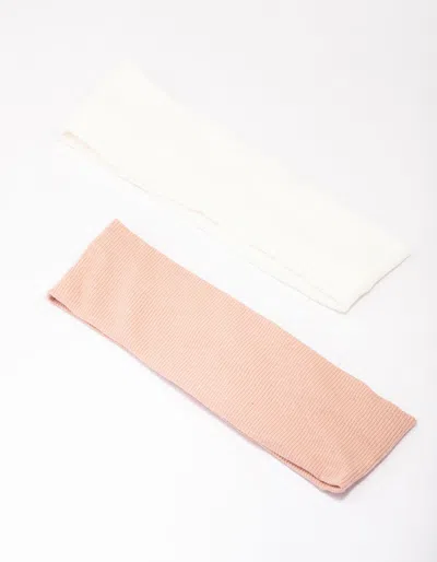 Lovisa Ivory & Pink Ribbed Fabric Headband Pack In Multi