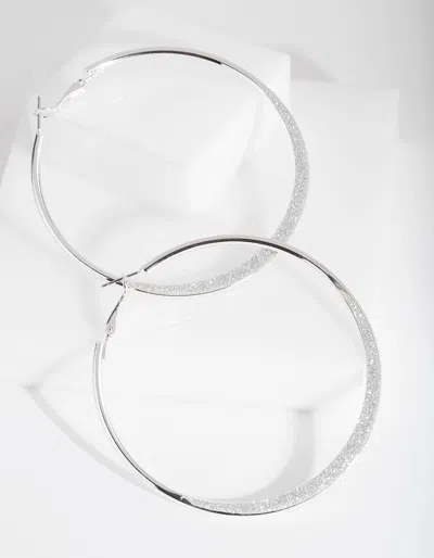 Lovisa Large Silver Glitter Edge Hoop Earrings