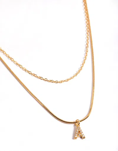 Lovisa Letter A Gold Plated Layered Initial Diamante Necklace