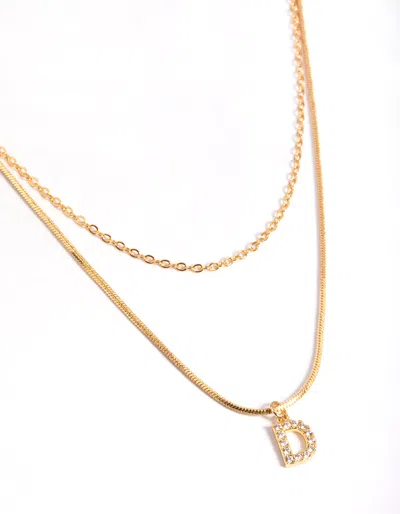 Lovisa Letter D Gold Plated Layered Diamante Initial Necklace