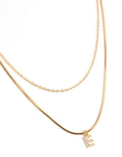 Lovisa Letter E Gold Plated Layered Diamante Initial Necklace
