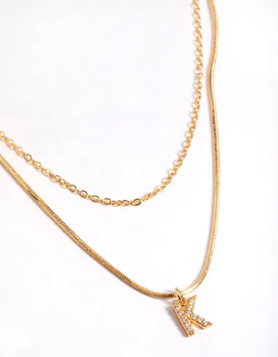 Lovisa Letter K Gold Plated Layered Diamante Initial Necklace