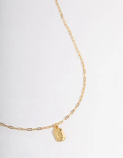 Lovisa Letter K Gold Plated Rectangle Pendant Initial Necklace