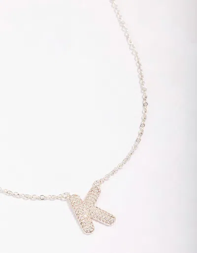 Lovisa Letter K Silver Plated Pave Pendant Initial Necklace