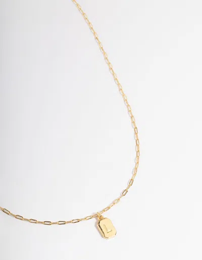 Lovisa Letter L Gold Plated Rectangle Pendant Initial Necklace