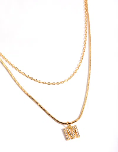 Lovisa Letter M Gold Plated Layered Diamante Initial Necklace