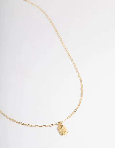 Lovisa Letter M Gold Plated Rectangle Pendant Initial Necklace