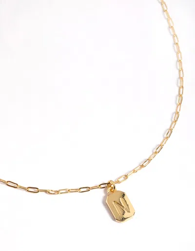 Lovisa Letter N Gold Plated Rectangle Pendant Initial Necklace