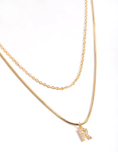 Lovisa Letter R Gold Plated Layered Diamante Initial Necklace