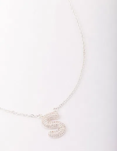 Lovisa Letter S Silver Plated Brass Pave Pendant Initial Necklace