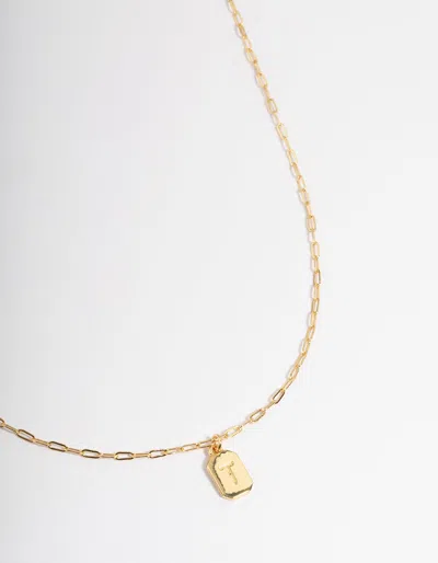 Lovisa Letter 't' Gold Plated Rectangle Pendant Initial Necklace