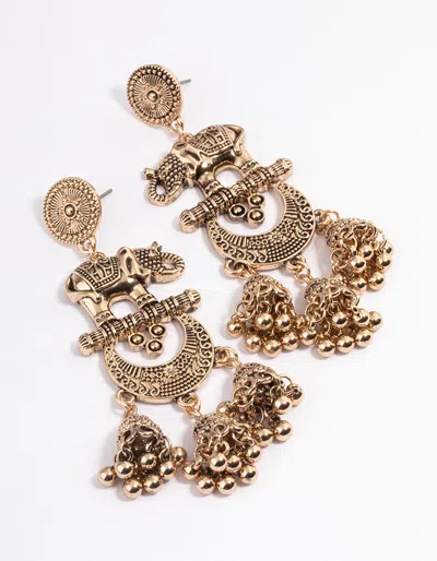Lovisa Long Antique Gold Elephant Jhumka Earrings