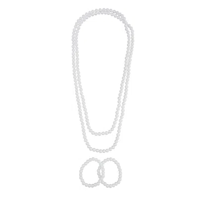 Lovisa Long Strand Pearl Bracelet Necklace Set In Multi