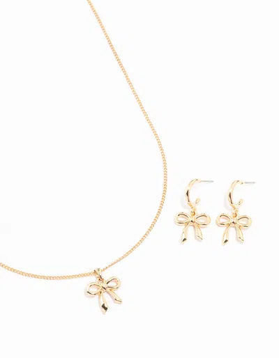 Lovisa Lovely Gold Bow Necklace & Earring Set