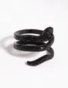 Lovisa Matte Black Diamante Snake Ring In Black
