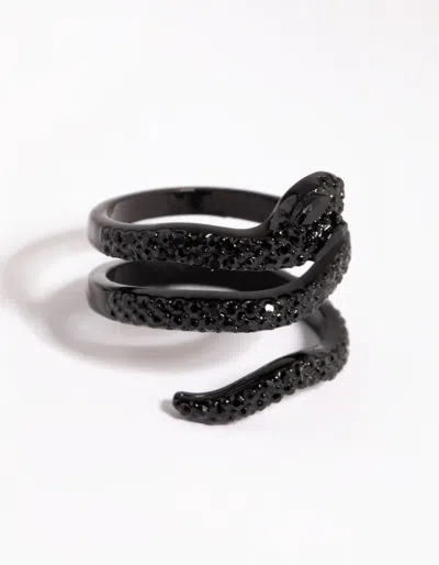 Lovisa Matte Black Diamante Snake Ring