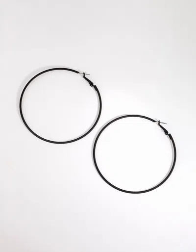Lovisa Matte Black Motor Fine Hoop Earrings