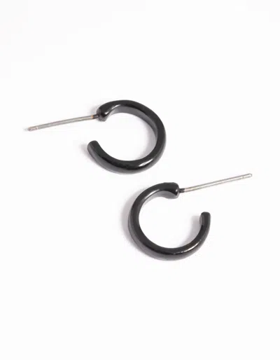 Lovisa Matte Black Rounded Huggie Hoop Earrings