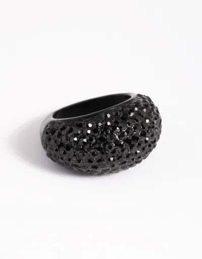 Lovisa Matte Black Statement Diamante Dome Ring
