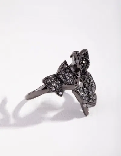 Lovisa Matte Cluster Butterfly Ring In Black