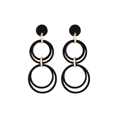 Lovisa Matte Rubber Black Multi Circle Earrings