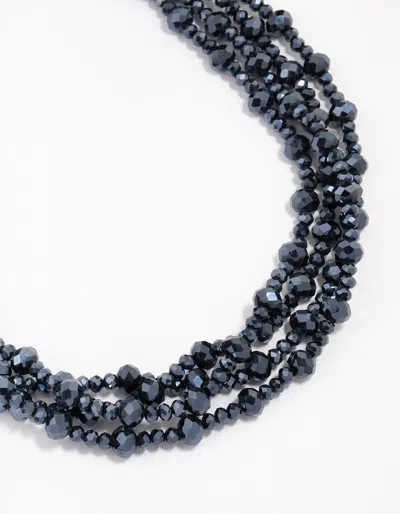 Lovisa Midnight Rhodium Cord Choker Necklace In Blue