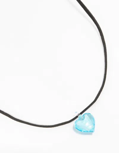 Lovisa Mini Blue Beaded Glass Heart Necklace