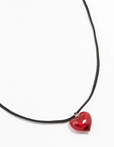 Lovisa Mini Red Beaded Glass Heart Necklace