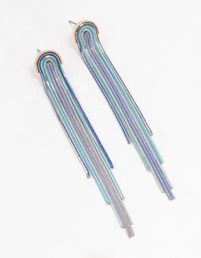 Lovisa Mini Waterfall Coated Cut Chain Earrings In Blue