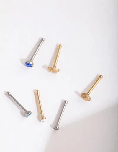 Lovisa Mix Metal Sapphire Star Nose Stud 6 Pack In Blue