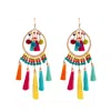 Lovisa Mixed Brights Beaded Hoop With Pom Pom And Tassel Accents In Blue