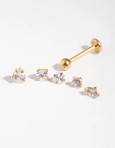 Lovisa Mixed Cubic Zirconia Golden Flat Back 6-pack
