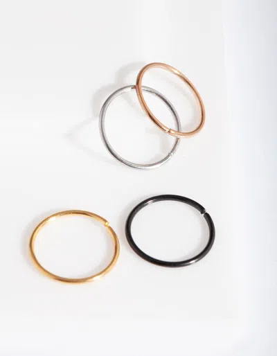 Lovisa Mixed Metal Classic Nose Ring 4 Pack In Silver