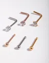 Lovisa Mixed Metal Cubic Zirconia 6-pack Nose Studs In Multi